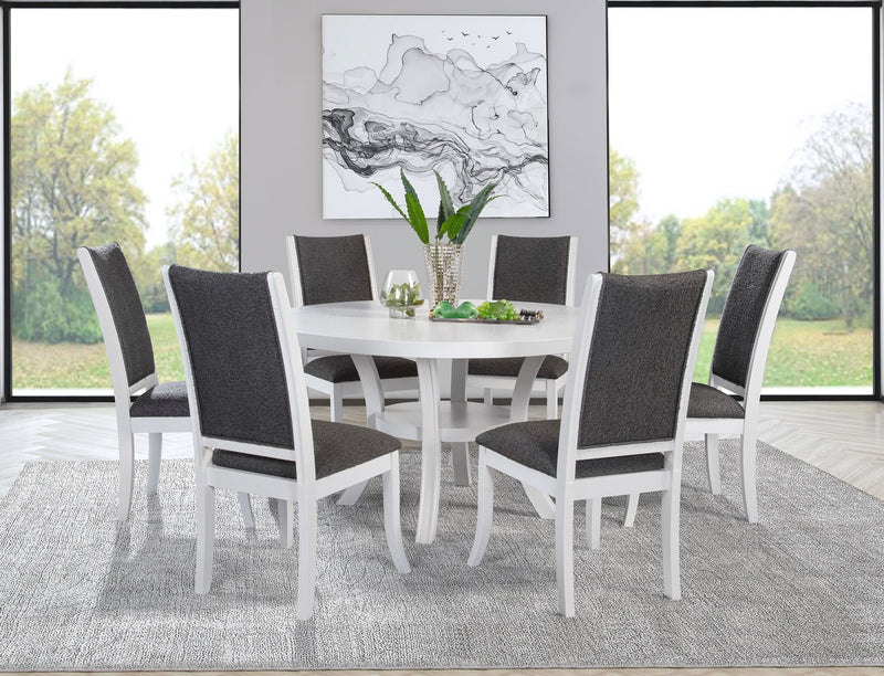 Judd 54-inch Round Wood Dining Table Set Pearl
