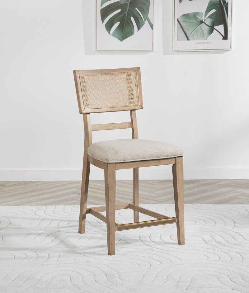 Kailani Rattan Cane Counter Side Chair Beige Oak (Set of 2)