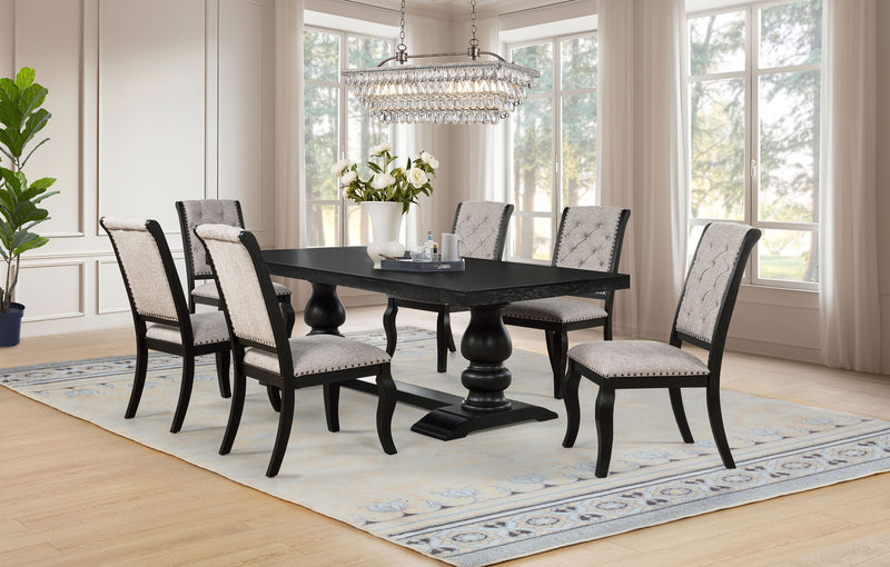 Phelps 9-piece Rectangular Dining Table Set Distressed Noir
