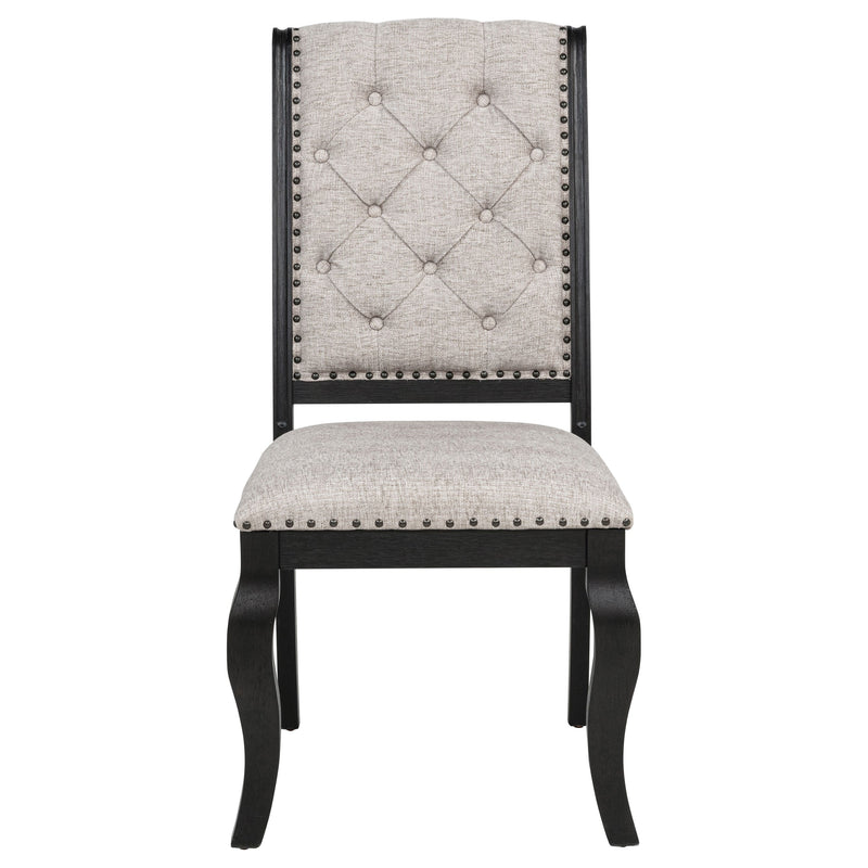 Phelps Upholstered Dining Side Chair Tan Distressed Noir (Set of 2)