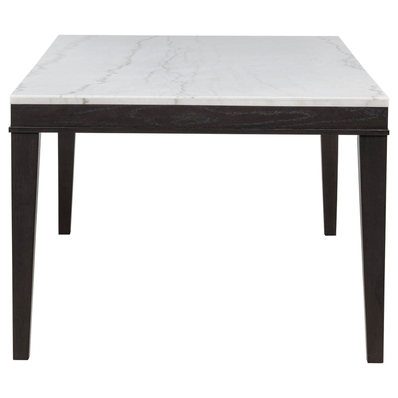 Averill 7-piece White Marble Top Dining Set Tan and Coffee Bean
