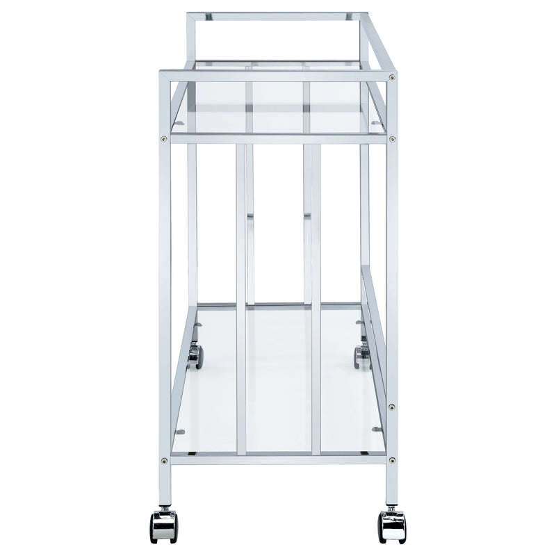 Cara 2-tier Rectangular Glass Shelf Metal Bar Cart Brass