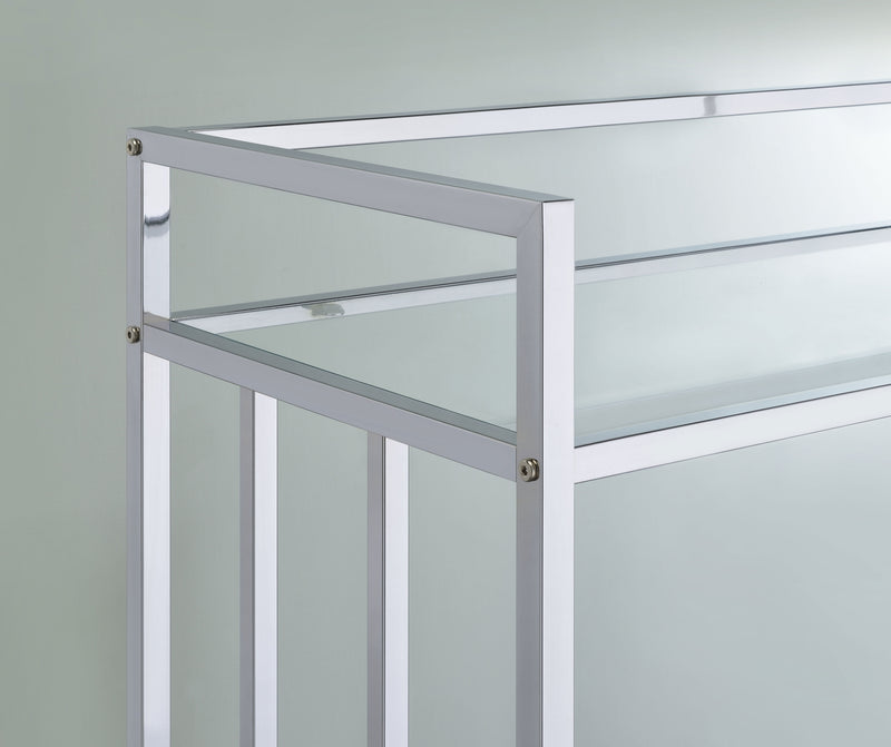 Cara 2-tier Rectangular Glass Shelf Metal Bar Cart Brass