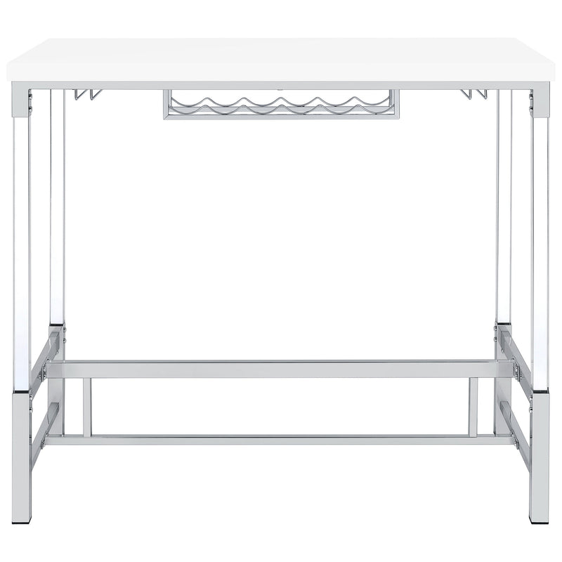 Norcrest 47-inch Acrylic Leg Bar Table White High Gloss