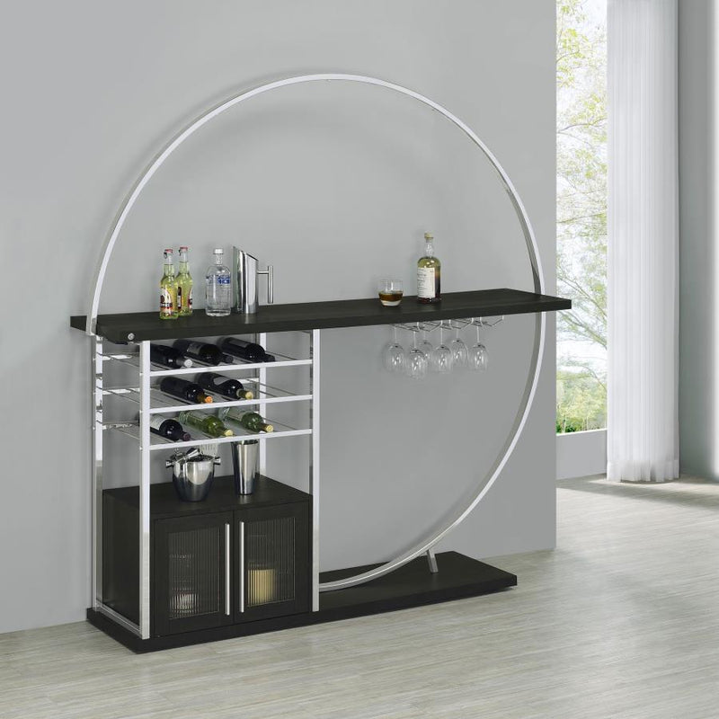 Risley 2-door Circular LED Wine Cabinet High Gloss