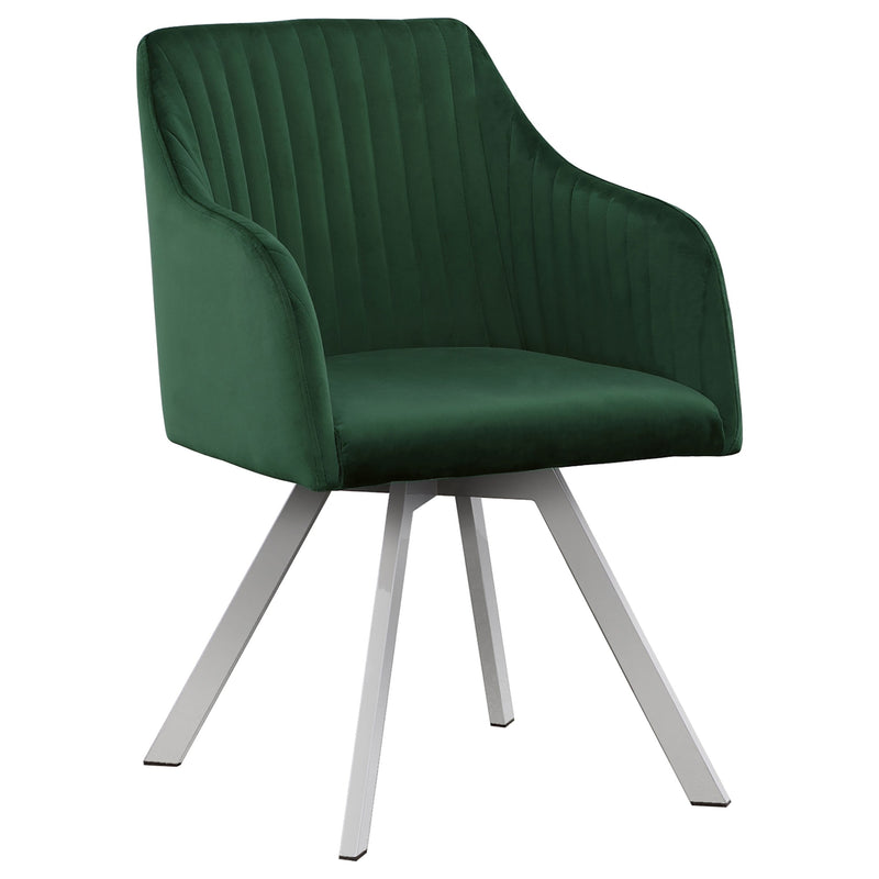 Arika Velvet Upholstered Swivel Dining Arm Chair