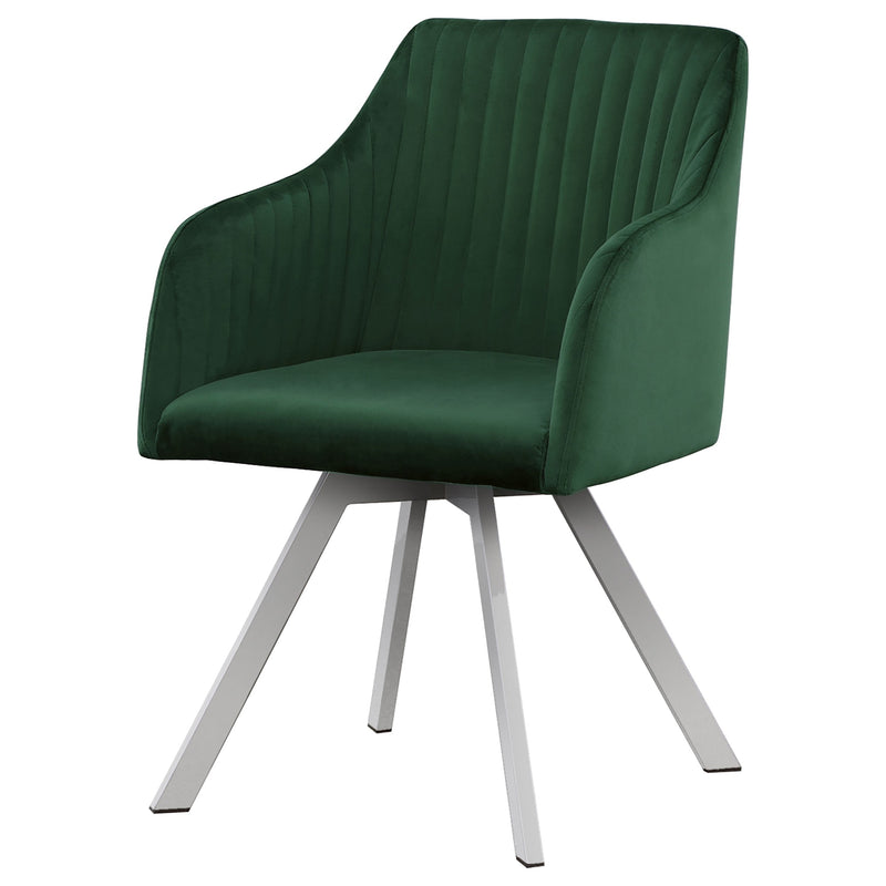 Arika Velvet Upholstered Swivel Dining Arm Chair