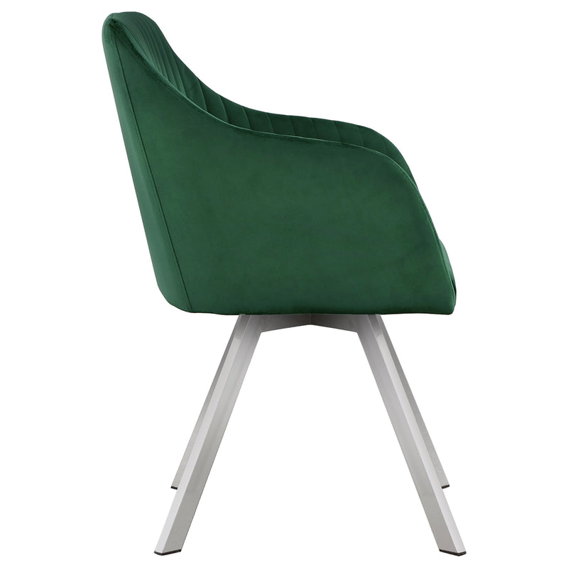 Arika Velvet Upholstered Swivel Dining Arm Chair