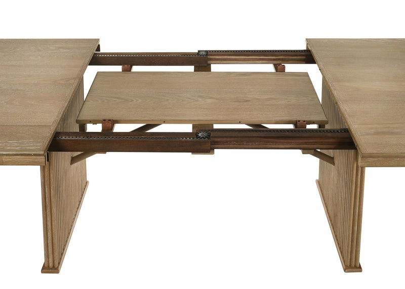 Adina Extension Dining Set Distressed Light Brown