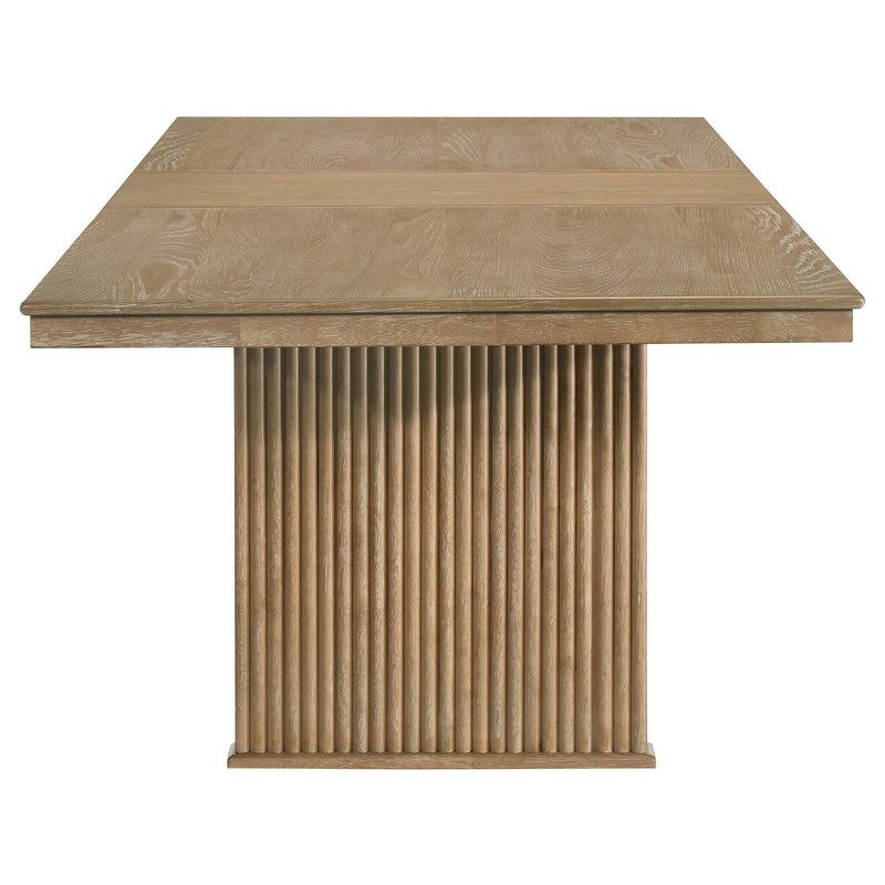 Adina Extension Dining Set Distressed Light Brown