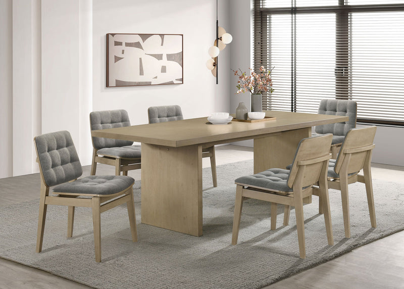 Decker 7-piece 82-inch Rectangular Dining Set Grey and Natural Oak