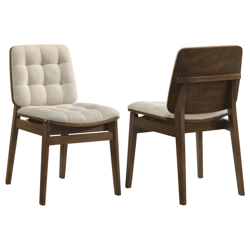 Redbridge Velvet Upholstered Side Chair Cream and Natural Oak (Set of 2)