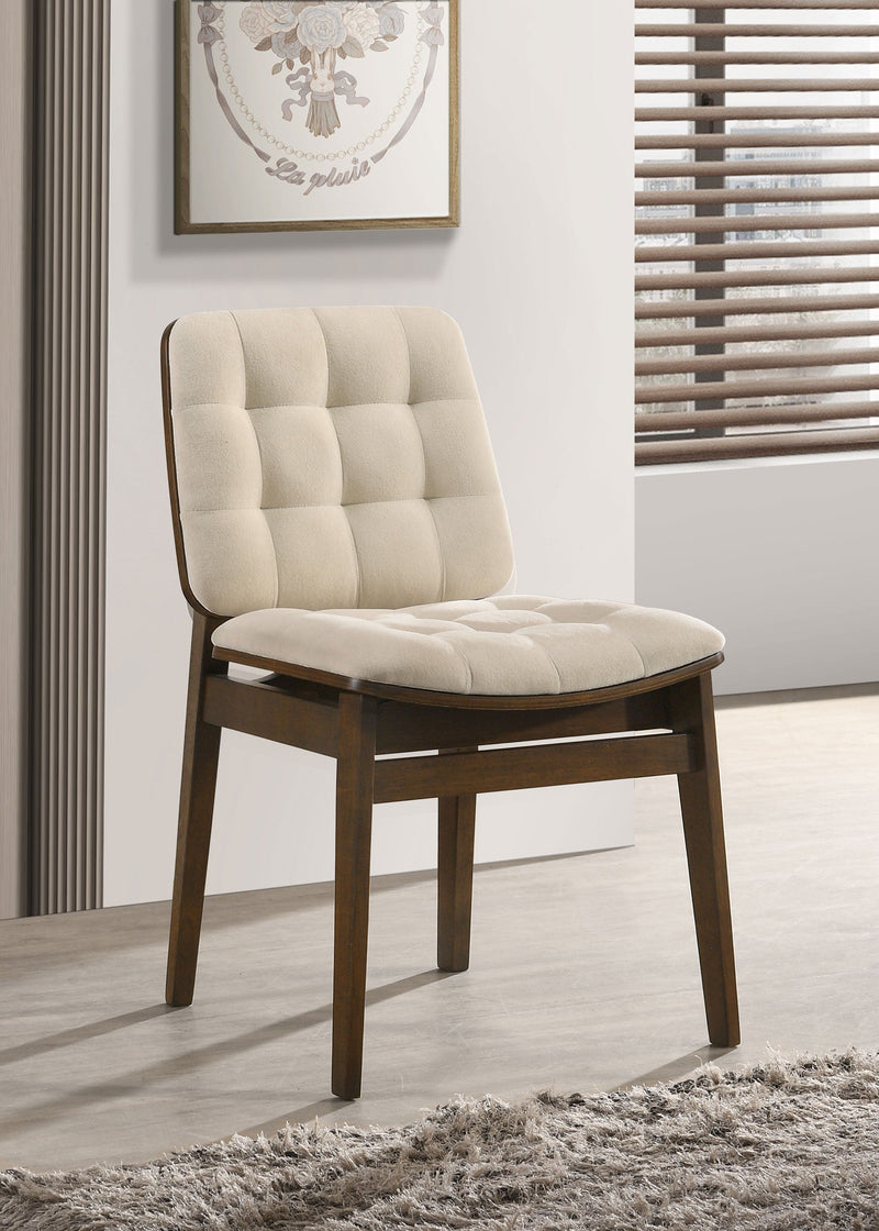 Redbridge Velvet Upholstered Side Chair Cream and Natural Oak (Set of 2)