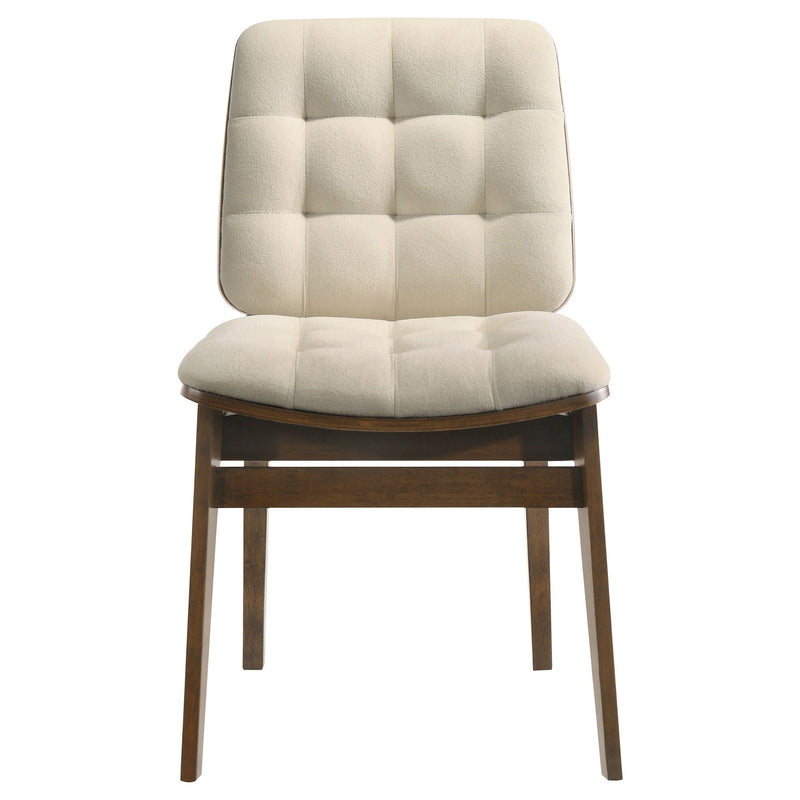 Redbridge Velvet Upholstered Side Chair Cream and Natural Oak (Set of 2)