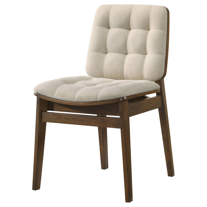 Redbridge Velvet Upholstered Side Chair Cream and Natural Oak (Set of 2)