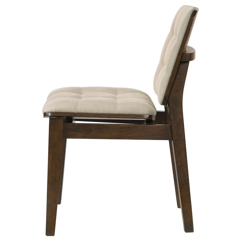 Redbridge Velvet Upholstered Side Chair Cream and Natural Oak (Set of 2)