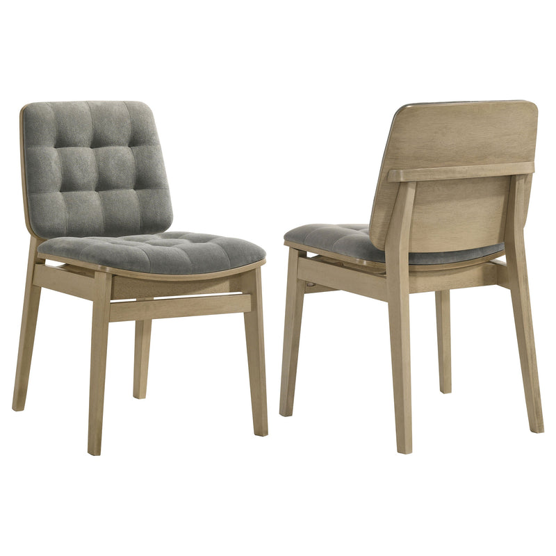 Redbridge Velvet Upholstered Side Chair Cream and Natural Oak (Set of 2)