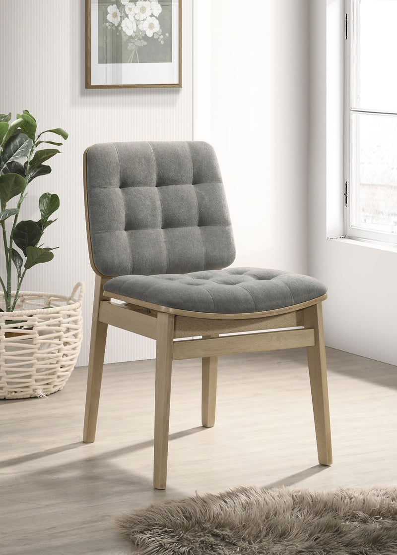 Redbridge Velvet Upholstered Side Chair Cream and Natural Oak (Set of 2)