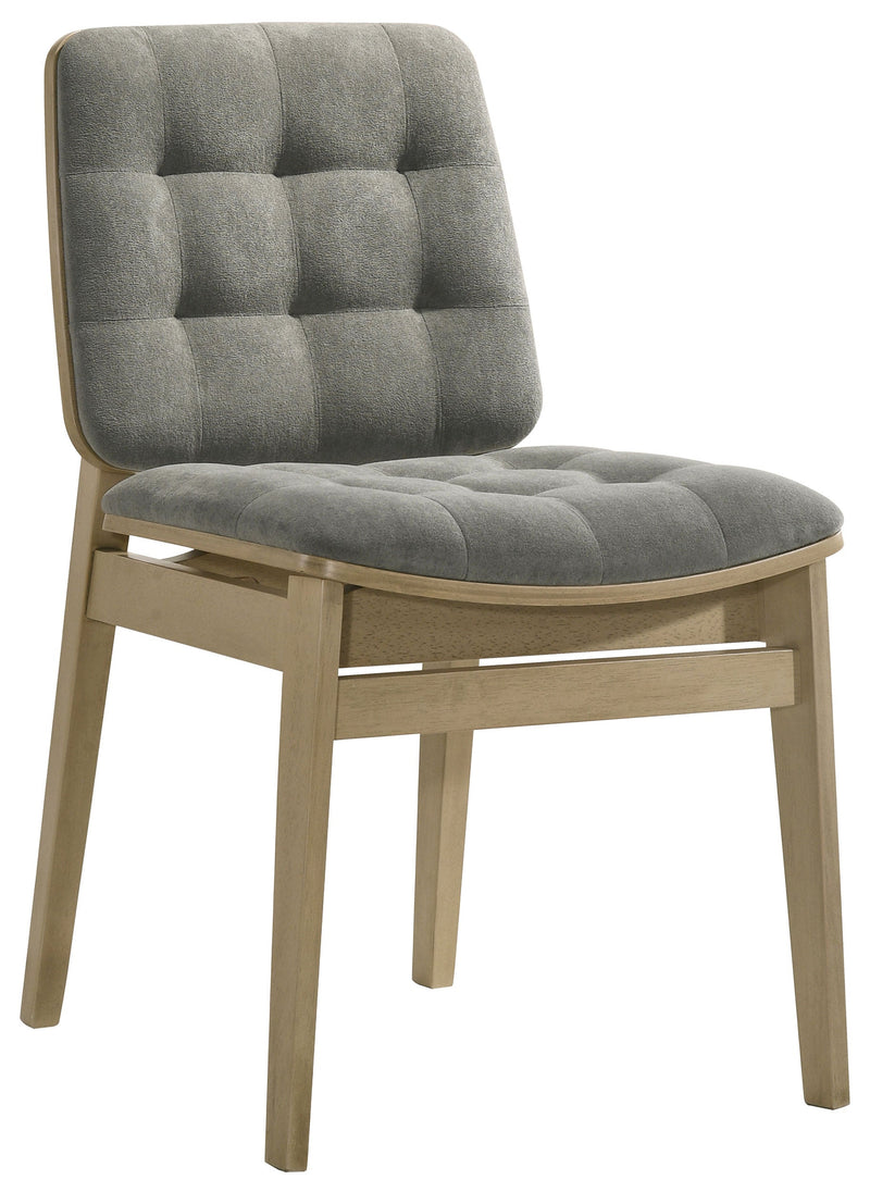 Redbridge Velvet Upholstered Side Chair Cream and Natural Oak (Set of 2)