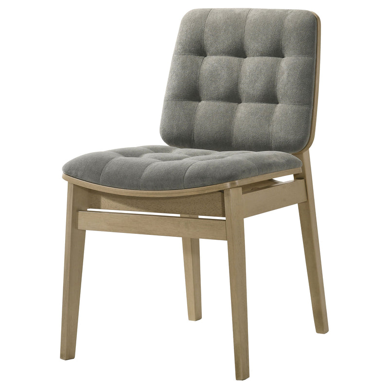 Redbridge Velvet Upholstered Side Chair Cream and Natural Oak (Set of 2)