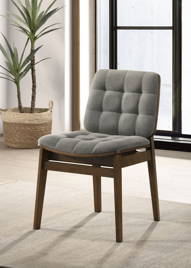 Redbridge Velvet Upholstered Side Chair Cream and Natural Oak (Set of 2)