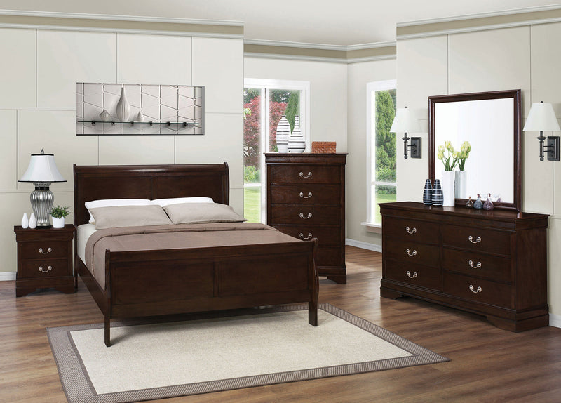 Louis Philippe Wood Sleigh Bed