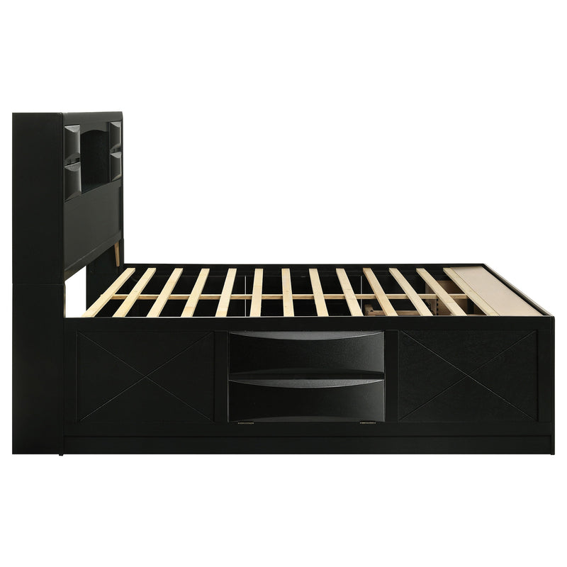 Briana Wood Storage Bookcase Bed