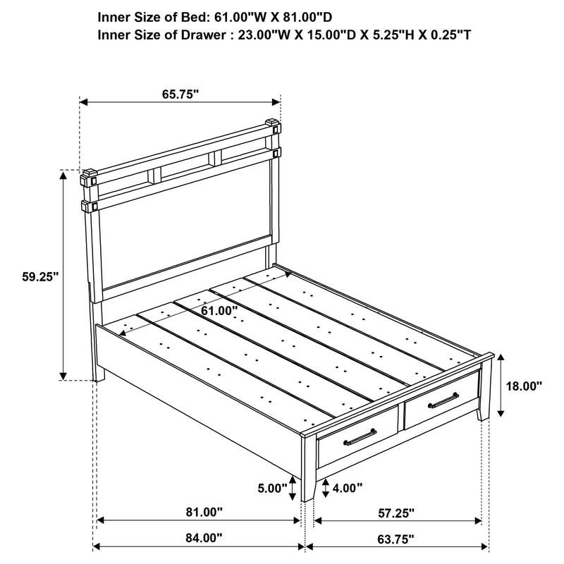 Hazlewood 59-inch Panel Storage Bed Vineyard Oak