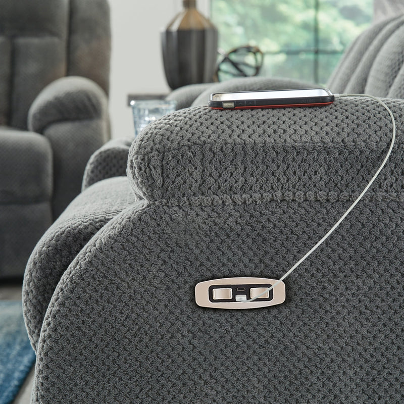 Greely Bend Reclining Power Sofa w/Drop Down Table