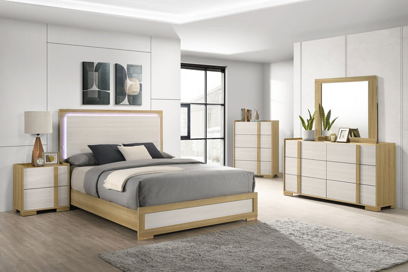 Hyland Wood LED Panel Bed Natural and