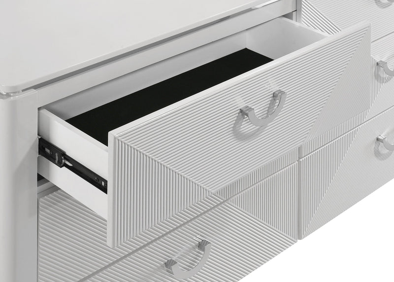Cassia 6-drawer Bedroom Dresser Cabinet White High Gloss