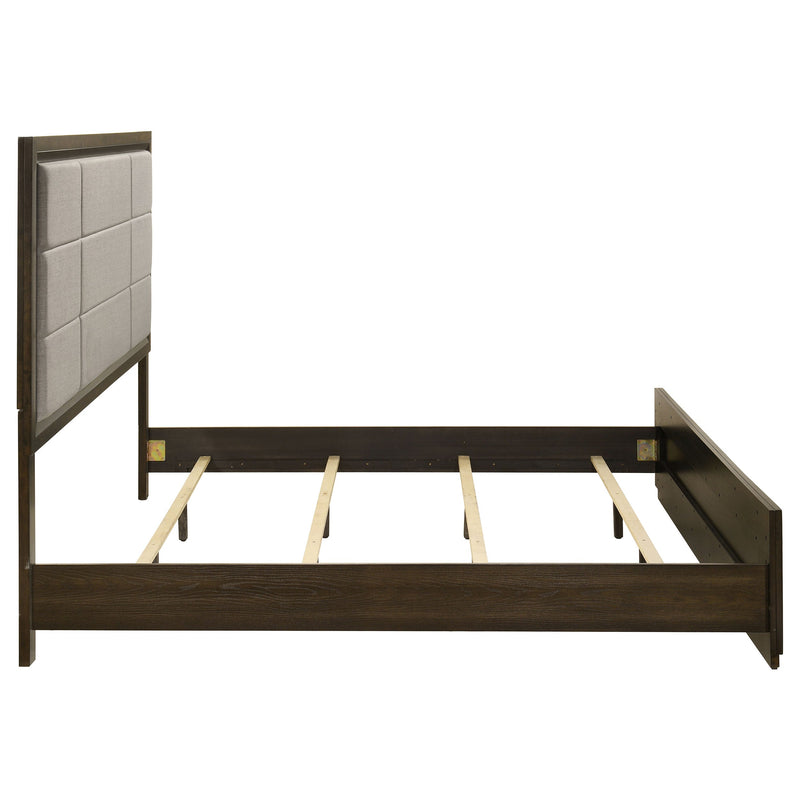 Atlas 63-inch Upholstered Panel Bed Grey and Dark Oak