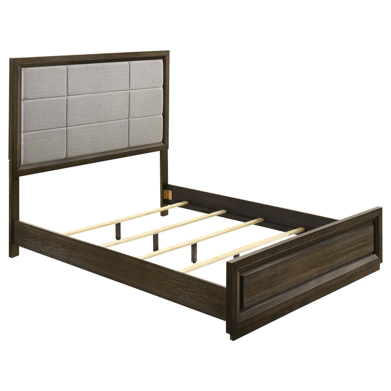Atlas 63-inch Upholstered Panel Bed Grey and Dark Oak