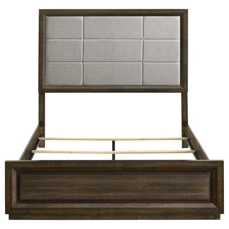 Atlas 63-inch Upholstered Panel Bed Grey and Dark Oak