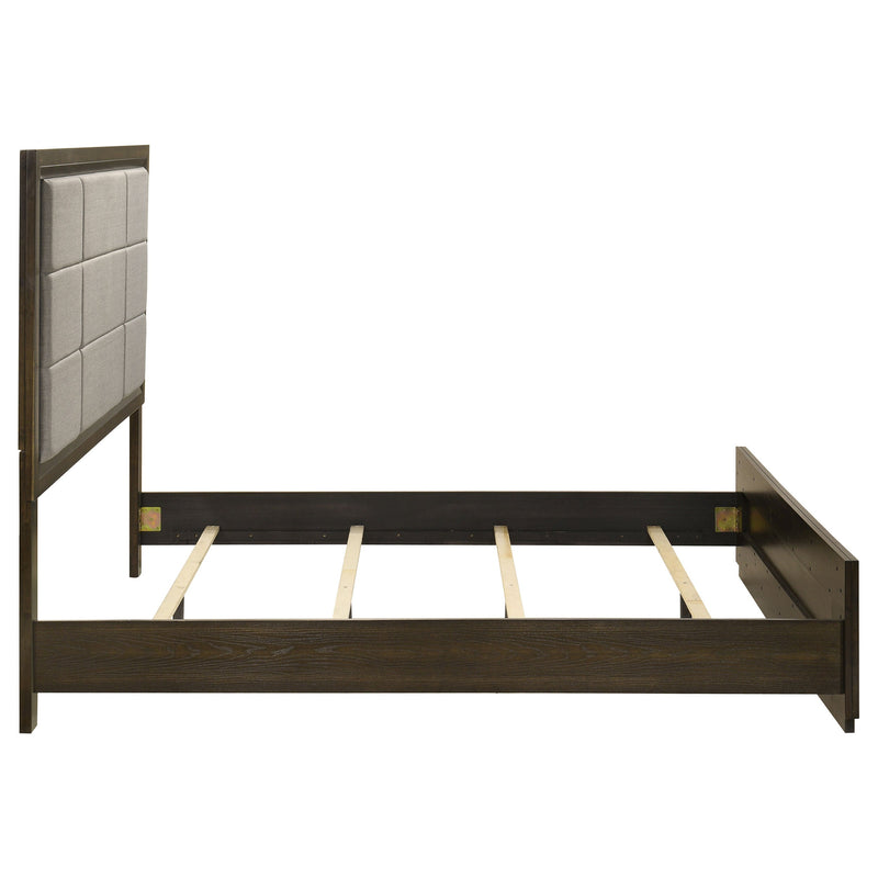 Atlas 63-inch Upholstered Panel Bed Grey and Dark Oak