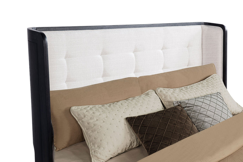 Leandro 55-inch California King Wingback Bed Burnished Black