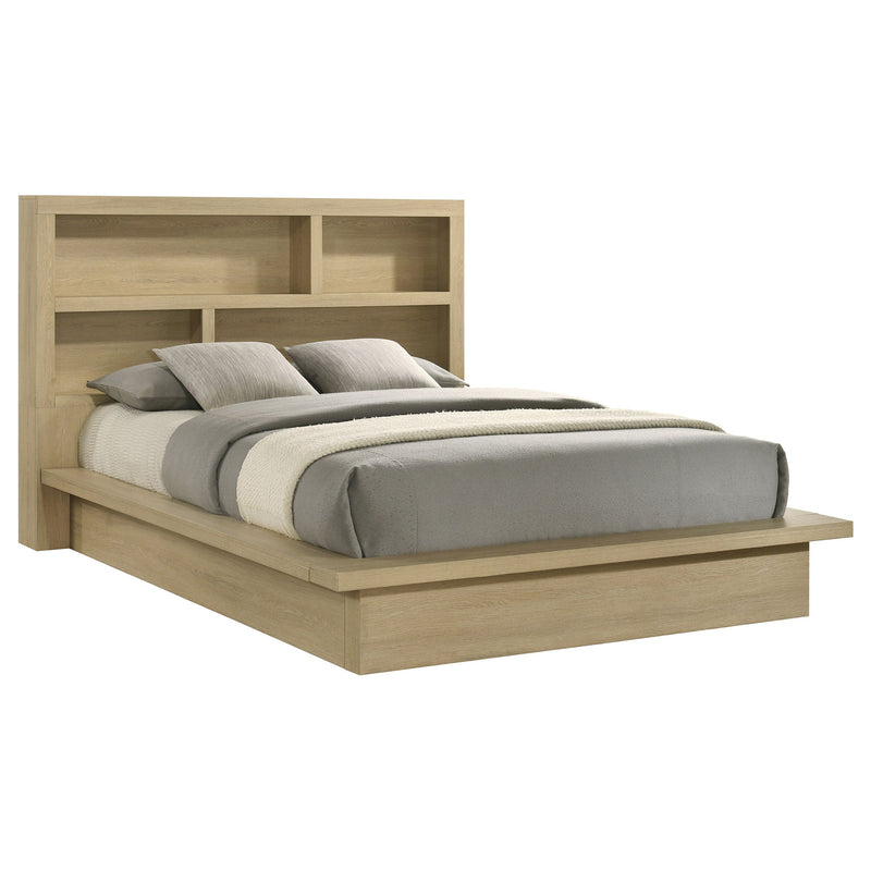 Hendricks Bookcase Headboard Platform Bed Light Oak