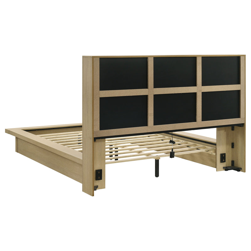 Hendricks Bookcase Headboard Platform Bed Light Oak
