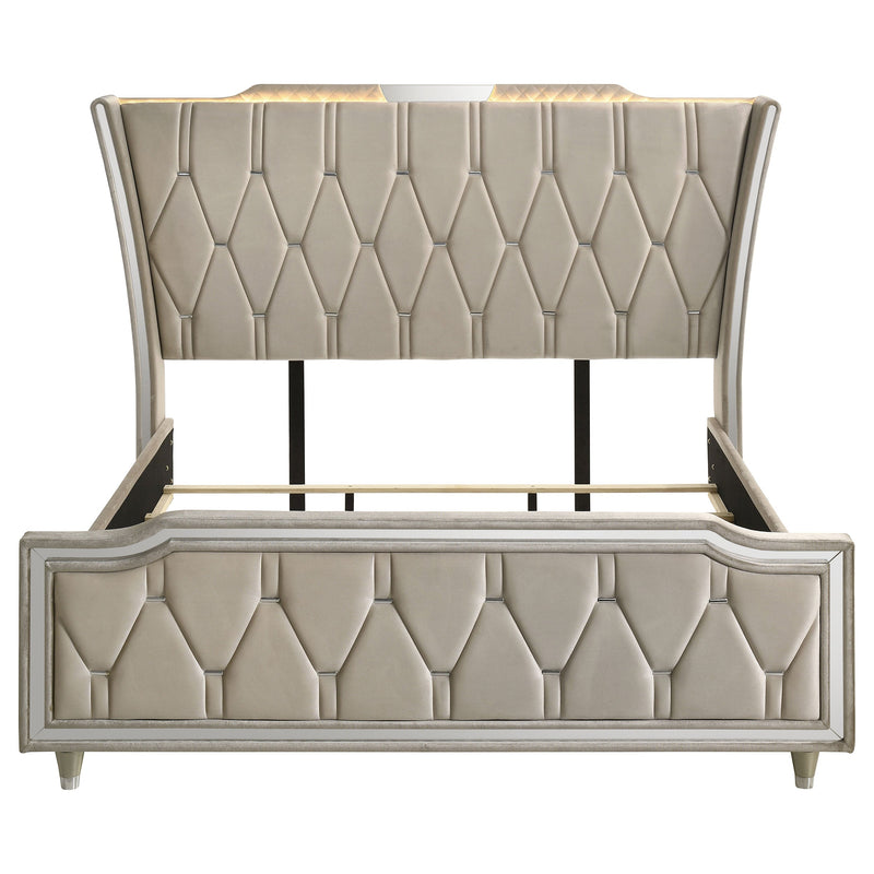 Lorient LED Upholstered Bed Ivory and Camel