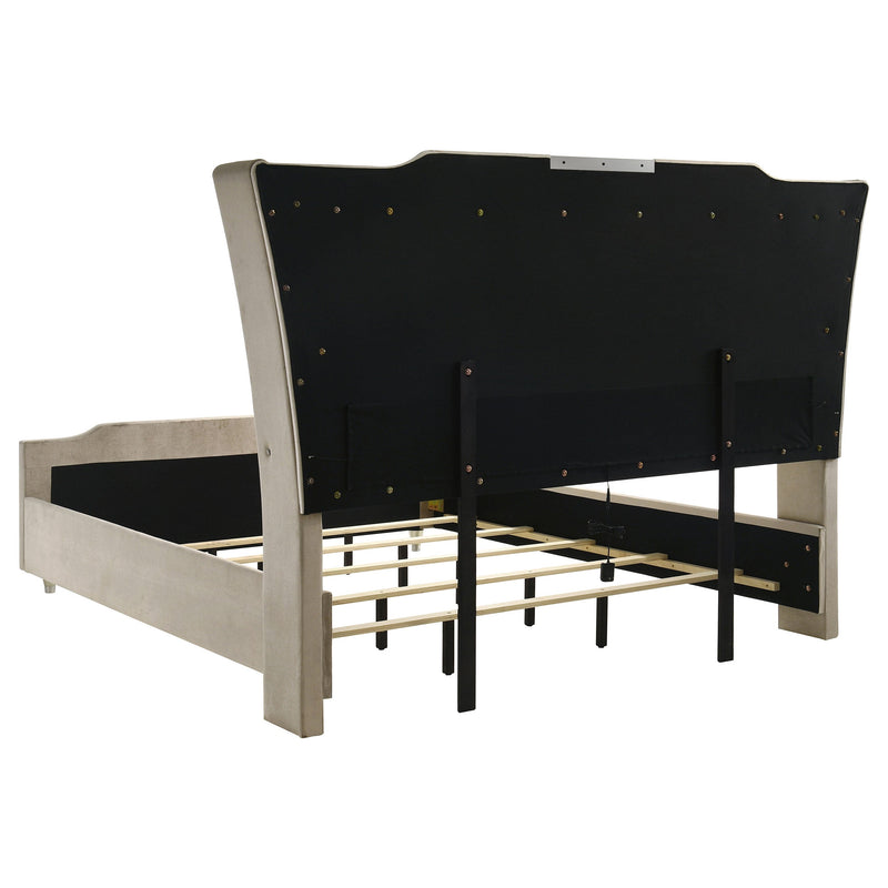 Lorient LED Upholstered Bed Ivory and Camel
