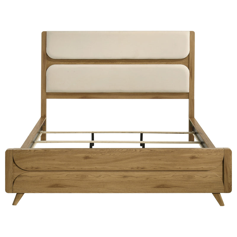 Bennett 62-inch Upholstered Panel Bed Cream and Light Oak