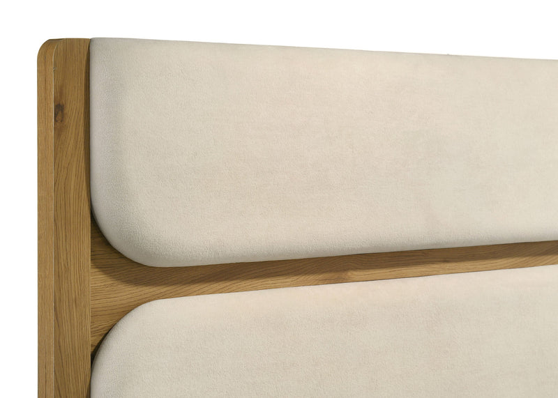 Bennett 62-inch Upholstered Panel Bed Cream and Light Oak