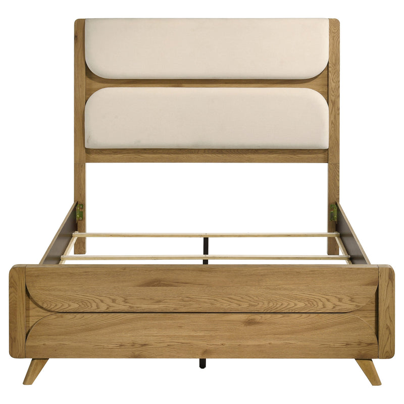 Bennett 62-inch Upholstered Panel Bed Cream and Light Oak