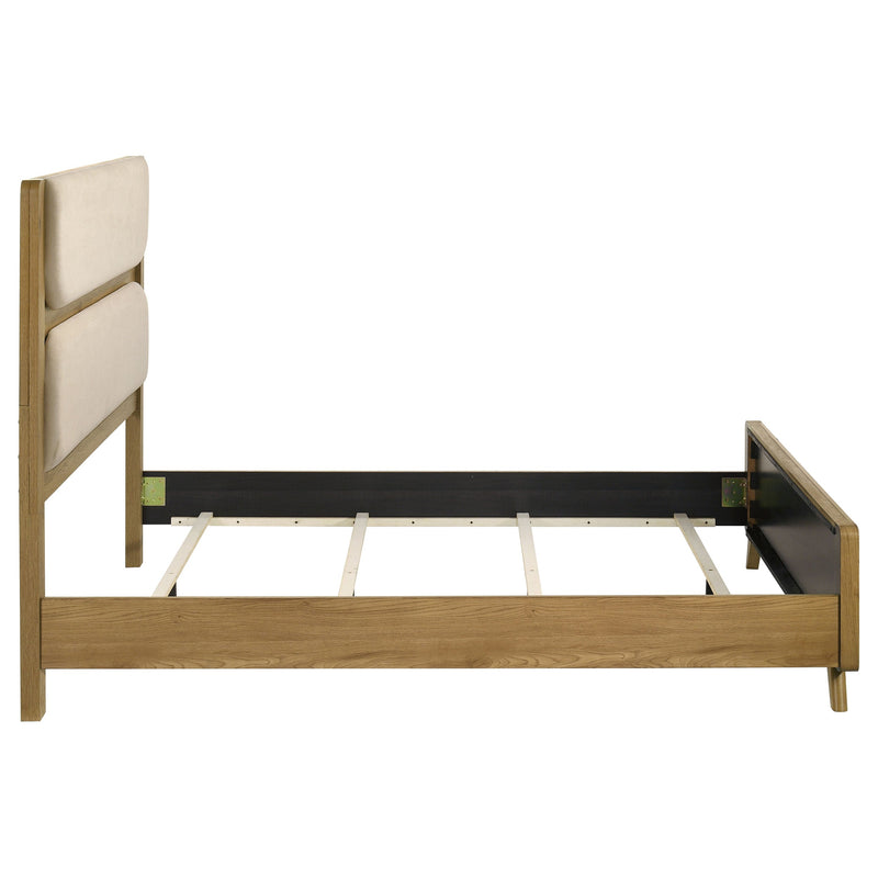 Bennett 62-inch Upholstered Panel Bed Cream and Light Oak
