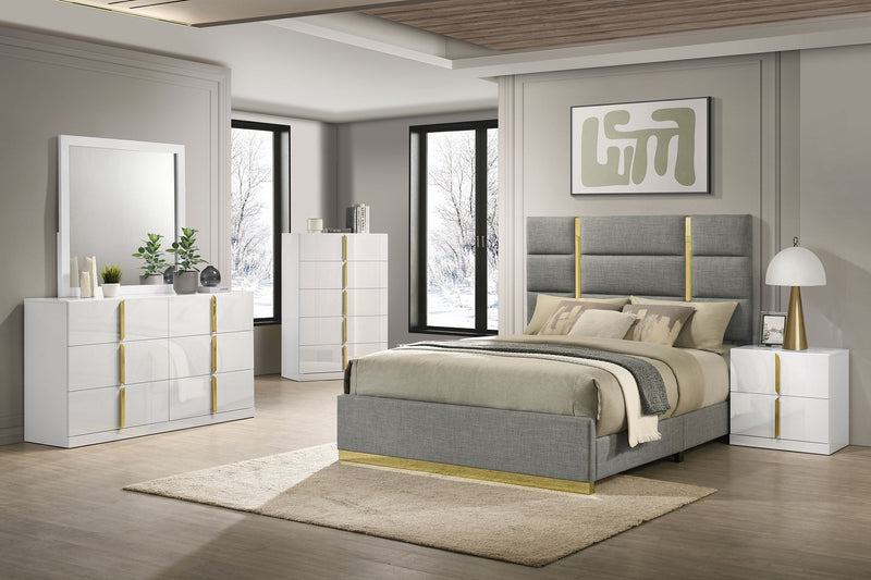Ines Bedroom Set Grey and White High Gloss