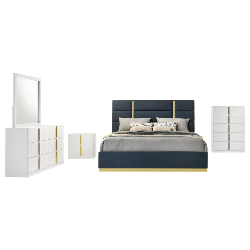Ines Bedroom Set Grey and White High Gloss