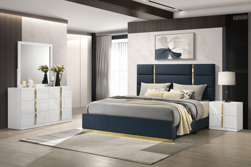 Ines Bedroom Set Grey and White High Gloss