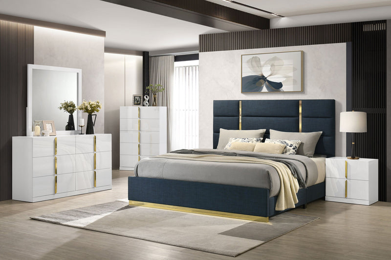 Ines Bedroom Set Grey and White High Gloss
