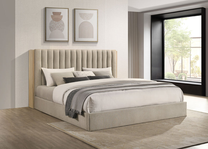 Arielle Bookcase Panel Storage Bed Light Oak