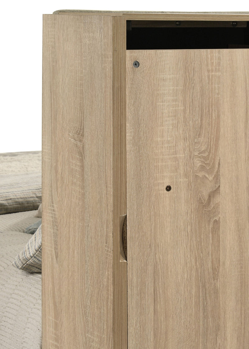 Arielle Bookcase Panel Storage Bed Light Oak